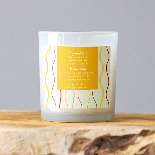 Kleurrijke Wave Lines Abstract Candle Label (Terug