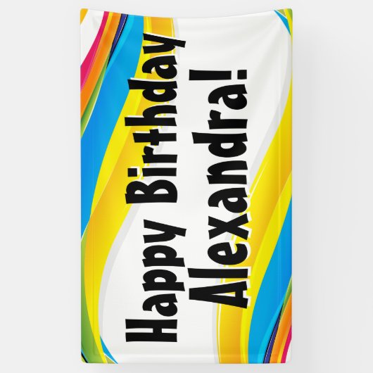 Kleurrijke Waves Gepersonaliseerde Verjaardagsfees Spandoek (Verticaal)