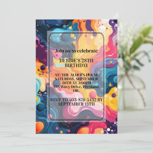 Kleurrijke Wavy Design verjaardagsfeestje Kaart (Staand voorkant)