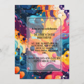 Kleurrijke Wavy Design verjaardagsfeestje Kaart (Voorkant / Achterkant)