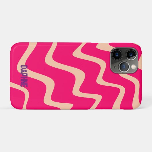 Kleurrijke Wavy retro magenta geel patroon Case-Mate iPhone Case (Achterkant (horizontaal))