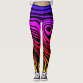 Kleurrijke Wavy Stripe Kleurrijke Zwarte Leggings (Voorkant)