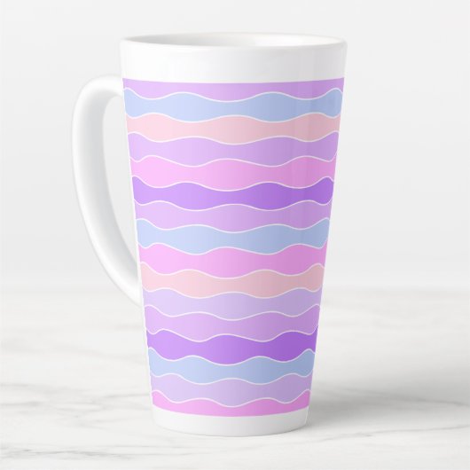Kleurrijke Wavy Stripes Latte Mok (Linkerhoek)