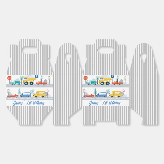 Kleurrijke weg en vervoer verjaardag gunstbox bedankdoosjes (Ongevouwen)