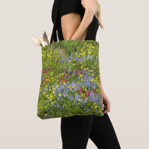 Kleurrijke weide bloemen Bloemstuk Draagtas