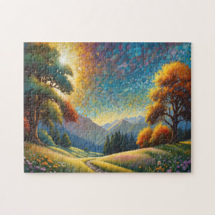 Kleurrijke Weide Bloemen Kunst Legpuzzel