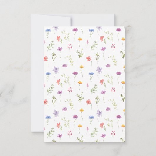 Kleurrijke weide bloemenwilde bloem rustieke bruil RSVP kaartje (Achterkant)