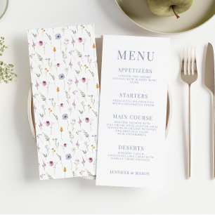 Kleurrijke weide wildflower bruiloft menukaarten