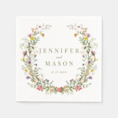 Kleurrijke weide wildflower bruiloft papieren serv servet (Voorkant)