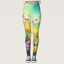 Kleurrijke weide Yoga Leggins