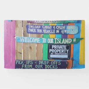 Kleurrijke Welcome Island teken Caribisch gebied Spandoek