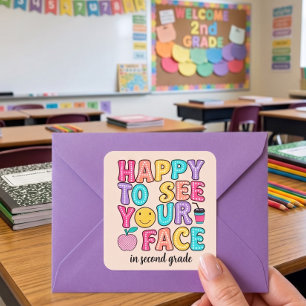 Kleurrijke welkomstickers voor klas terug naar sch vierkante sticker