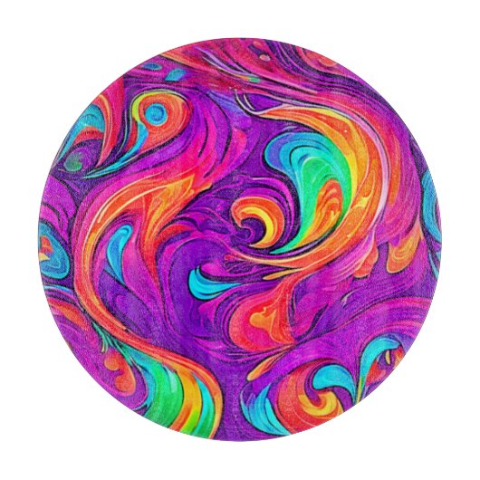 Kleurrijke wereld: Flowy Patterns Snijplank (Voorkant)