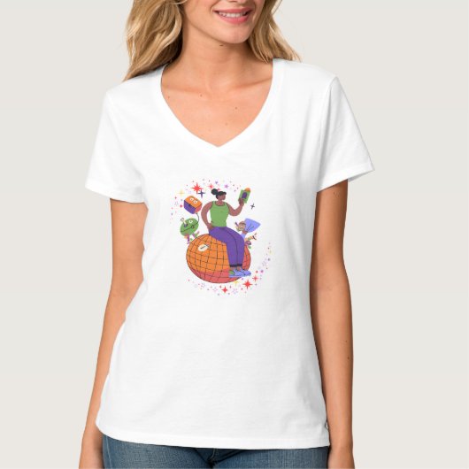 Kleurrijke wereld - Planet Earth Design T-shirt (Voorkant)
