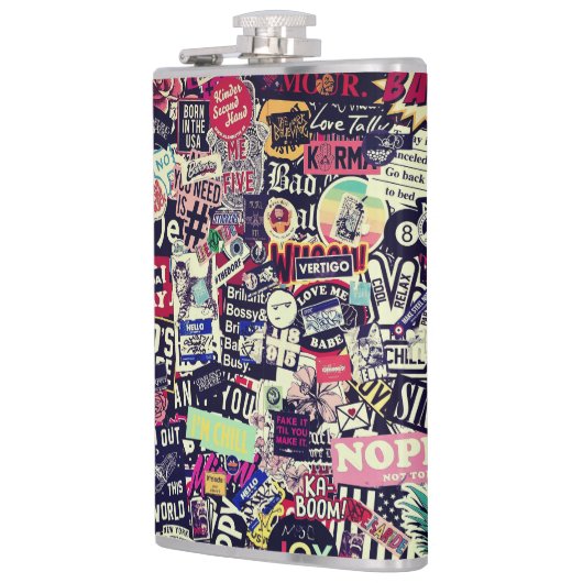 Kleurrijke wereld van stickers heupfles (Links)