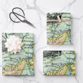 Kleurrijke Wereldkaart Pirate Treasure Passport Re Inpakpapier Vel