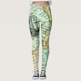 Kleurrijke Wereldkaart Pirate Treasure Passport Re Leggings