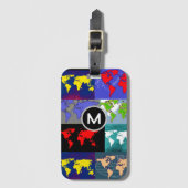 Kleurrijke Wereldkaarten met Initiaal Bagagelabel (Voorkant (verticaal))