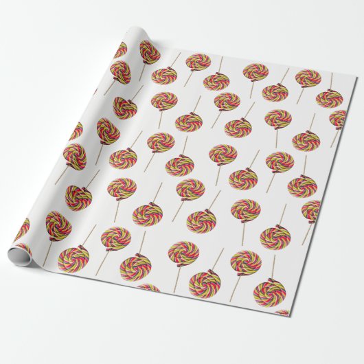 Kleurrijke werveling Lollipop Wrapping Papier (Uitgerold)