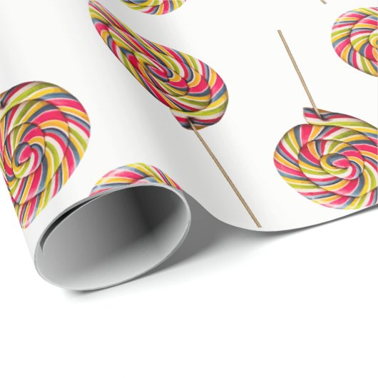 Kleurrijke werveling Lollipop Wrapping Papier (Rol Hoek)