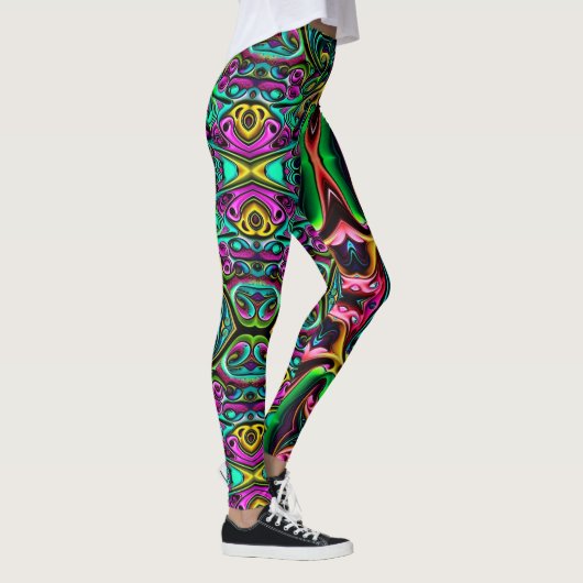 Kleurrijke wervelingen van kleur verf gieten als o leggings (Rechts)