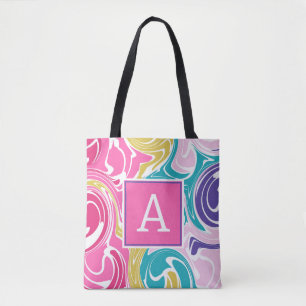 Kleurrijke wervelmonogram gepersonaliseerde Canvas Draagtas