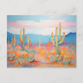 Kleurrijke Westerne Desert Cactus Levendig Schilde Briefkaart (Voorkant)