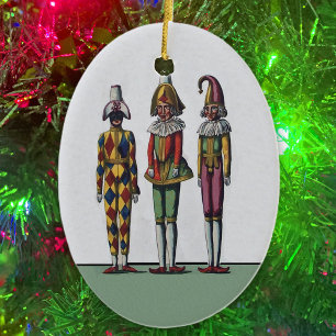 kleurrijke whimsical Drie jesterpoppen Keramisch Ornament
