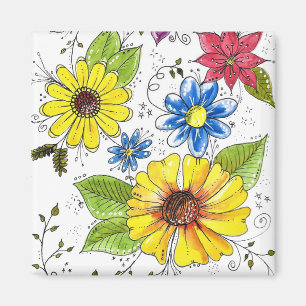 Kleurrijke Whimsical Flower Garden Magneet