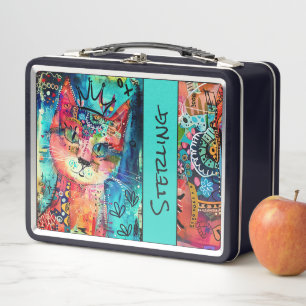 Kleurrijke Whimsical Kat Kind Naam