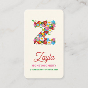 Kleurrijke Whimsical Lente Bloemen Z Monogram Naam Visitekaartje