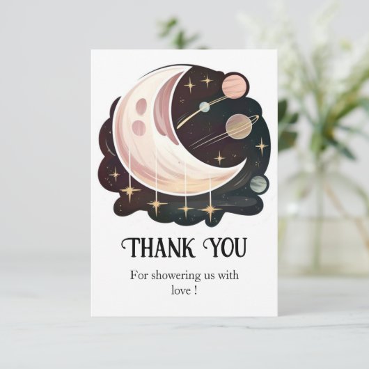 Kleurrijke Whimsical Stars Baby shower Bedankkaart (Staand voorkant)