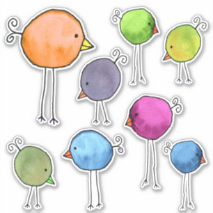 Kleurrijke Whimsical Vogels Sticker
