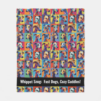 Kleurrijke Whippet Snug met aangepaste tekst Fleece Deken