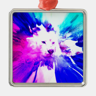 kleurrijke White Tiger Grunge Metalen Ornament