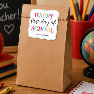 Kleurrijke Whiteboard School Sticker (Vierkant)