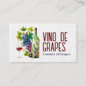 Kleurrijke wijnfles en druiven visitekaartje (Voorkant)