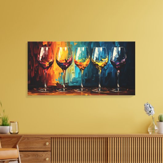Kleurrijke wijnglazen Horizontale kunst Canvas Afdruk (Insitu (Woonkamer))