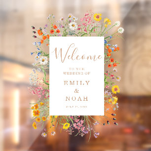 Kleurrijke Wild Flower Country Wedding Welkom Raamsticker