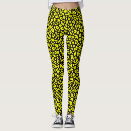 Kleurrijke Wild Yellow Black Leopard print patroon Leggings
