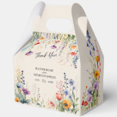 Kleurrijke Wildbloemen Elegante Beige Grote Bruilo Bedankdoosjes (Voorkant)