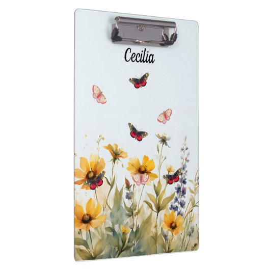 Kleurrijke Wildbloemen en Vlinders Klembord (Rechts)