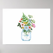 Kleurrijke Wildbloemen in Mason Jar Poster (Voorkant)