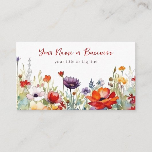 Kleurrijke Wildbloemen Levendige bloementuin Bloem Visitekaartje (Voorkant)