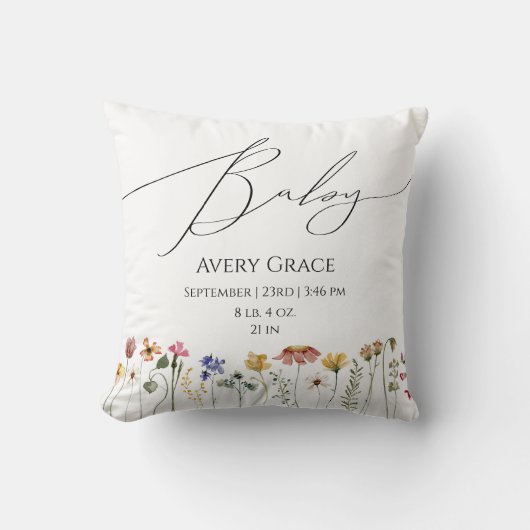 Kleurrijke Wilde Bloem Baby Details Kussen (Voorkant)