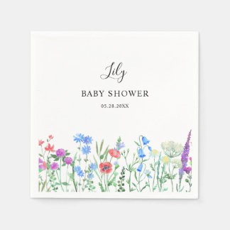 Kleurrijke wilde bloem baby shower viering servet