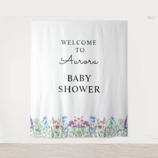 Kleurrijke wilde bloem baby shower viering wandkleed