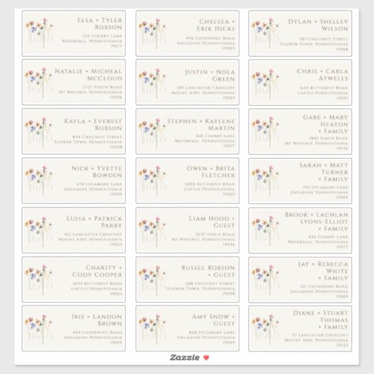 kleurrijke wilde bloem | Beige Guest Adresetikette Sticker (Vel)