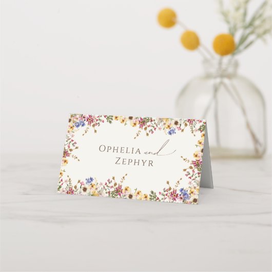 Kleurrijke wilde bloem | Beige Meadow Folded (Achterkant)
