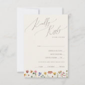 Kleurrijke Wilde Bloem | Beige Menu Keuze RSVP Kaa (Voorkant)